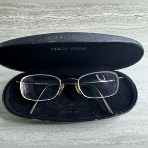 Vintage Giorgio Armani Semi Rimless Wire Frame Eyeglasses & Case